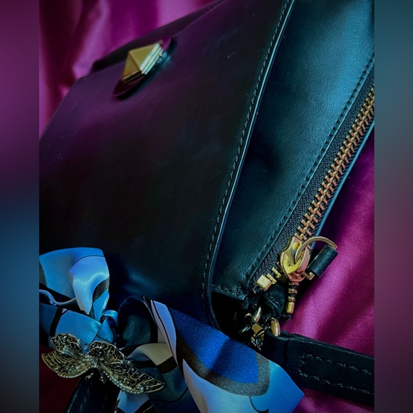 Kate Spade Black Crossbody Bag with Blue Scarf Accent - Picture 7 of 15